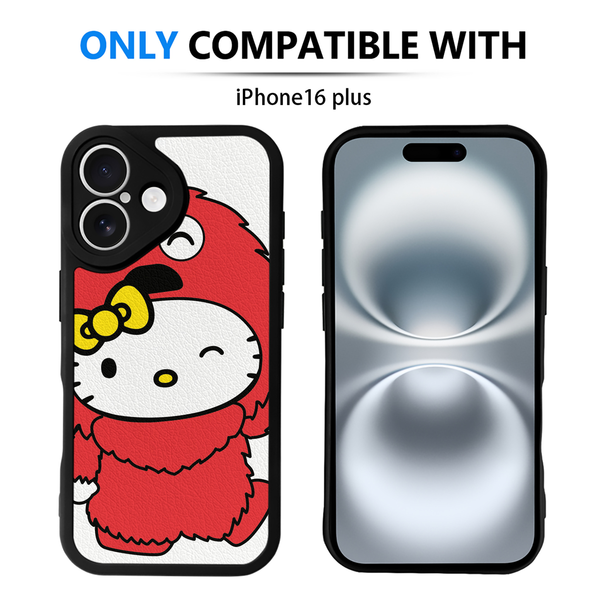 （画像用） Hello Kitty ハローキティ 【iPhone 16シリーズ対応】シリコンスマホケース（レザー調） 材質：シリコン